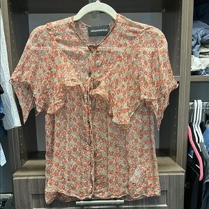 Zadig & Voltaire Sheer Floral Button down blouse
